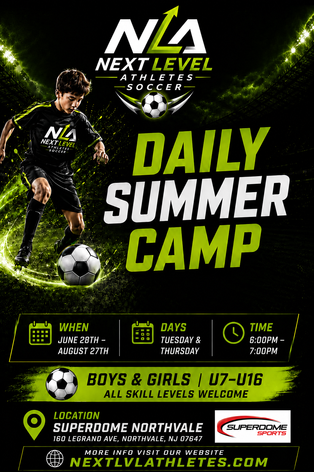 Daily NLA SUMMER Training Camp 6:00pm to 7:00pm U7 - U16