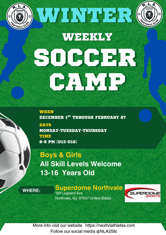 WEEKLY NLA WINTER training camp 8:00pm to 9:00pm    U12-U16 *CARD*