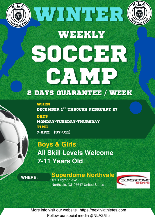 WEEKLY NLA WINTER training camp 7:00pm to 8:00pm    U7-U11 *CARD*