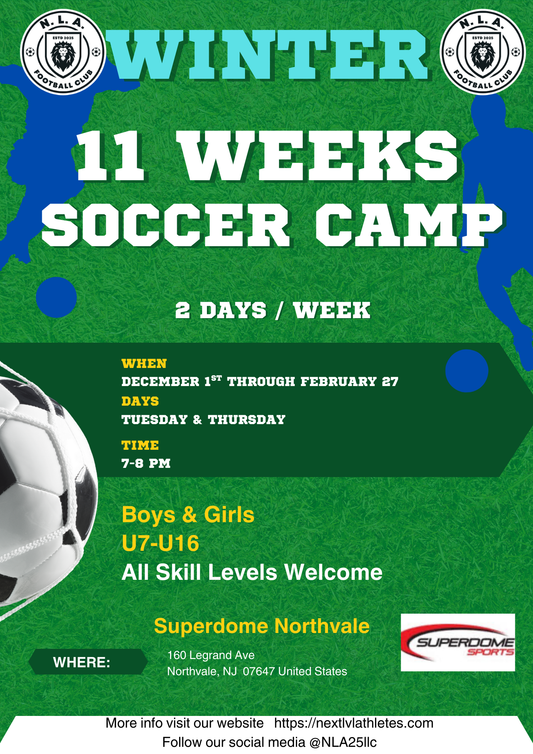11 FULL Weeks NLA WINTER Training Camp 7:00pm to 8:00pm   U7 - U16