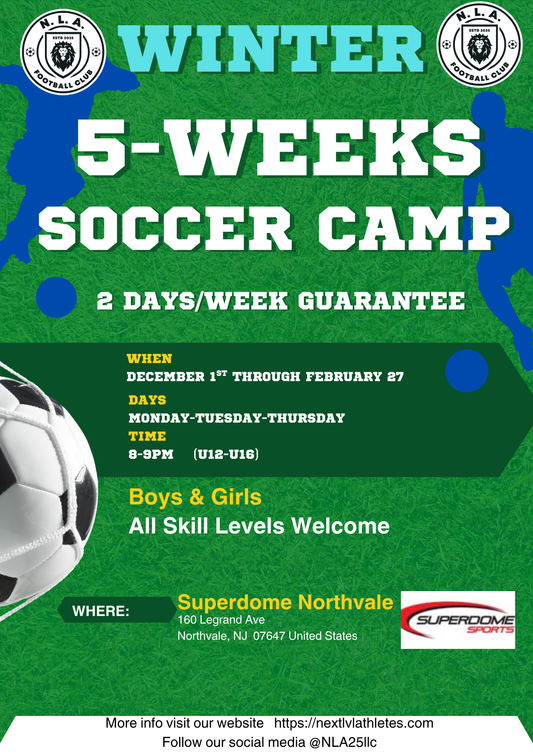 5 Weeks NLA WINTER Training Camp 8:00pm to 9:00pm   U12- U16