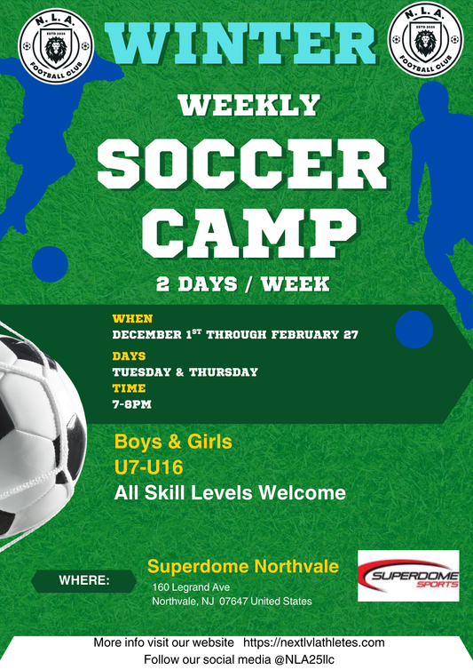 WEEKLY NLA WINTER training camp 7:00pm to 8:00pm    U7-U16 *CARD*